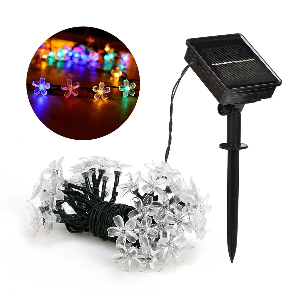 Solar String Lights Outdoor, 23Ft 8Mode Waterproof Flower Garden Blossom Lighting For Home Decoration