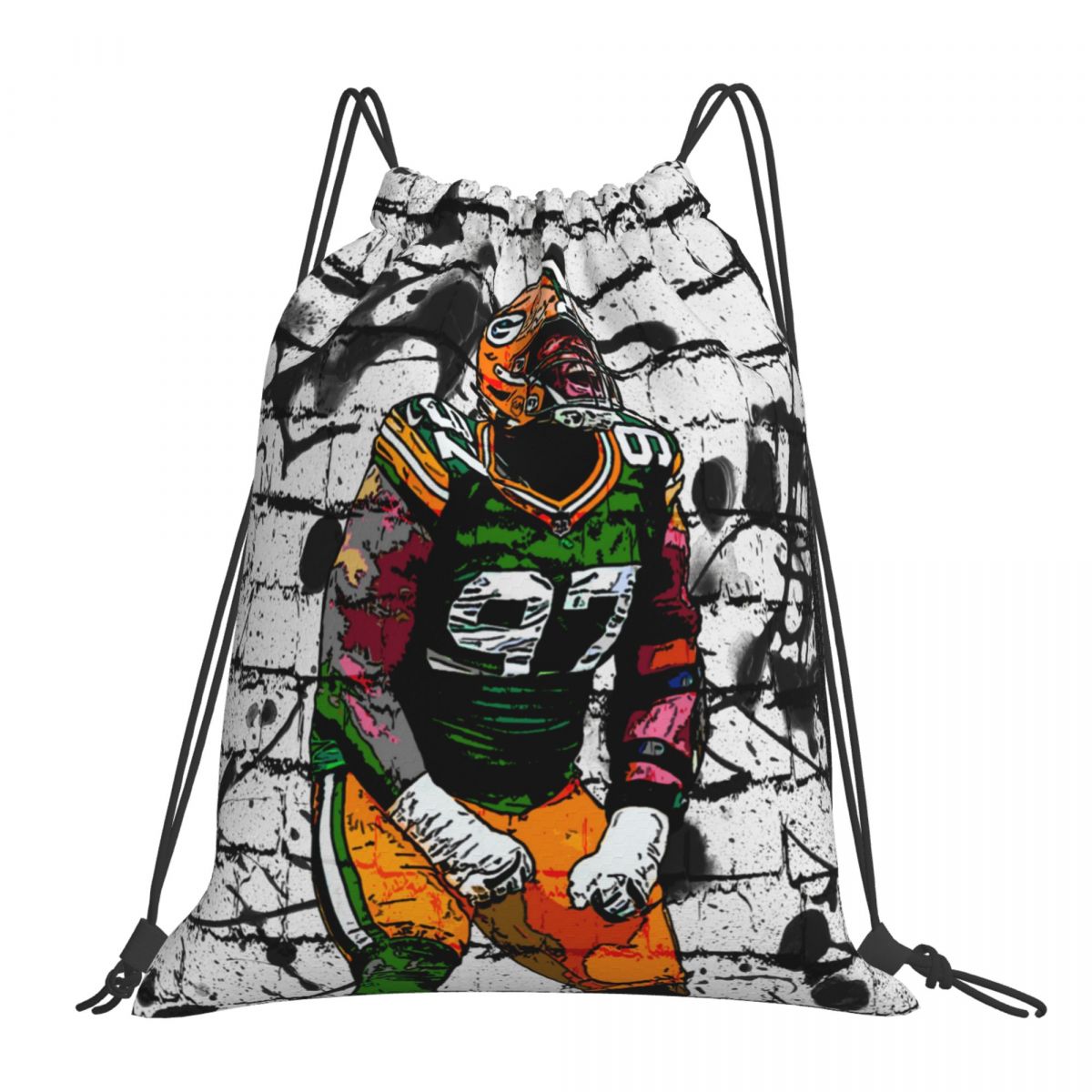 Green Bay Packers Kenny Clark Unisex Drawstring Backpack Bag Travel Sackpack