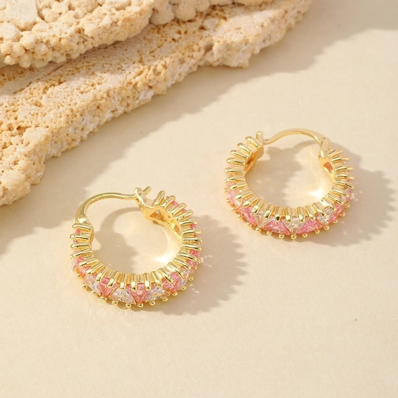 1 Pair Casual Minimalist Geometric Inlay Copper Zircon Imitation Gold  Earrings