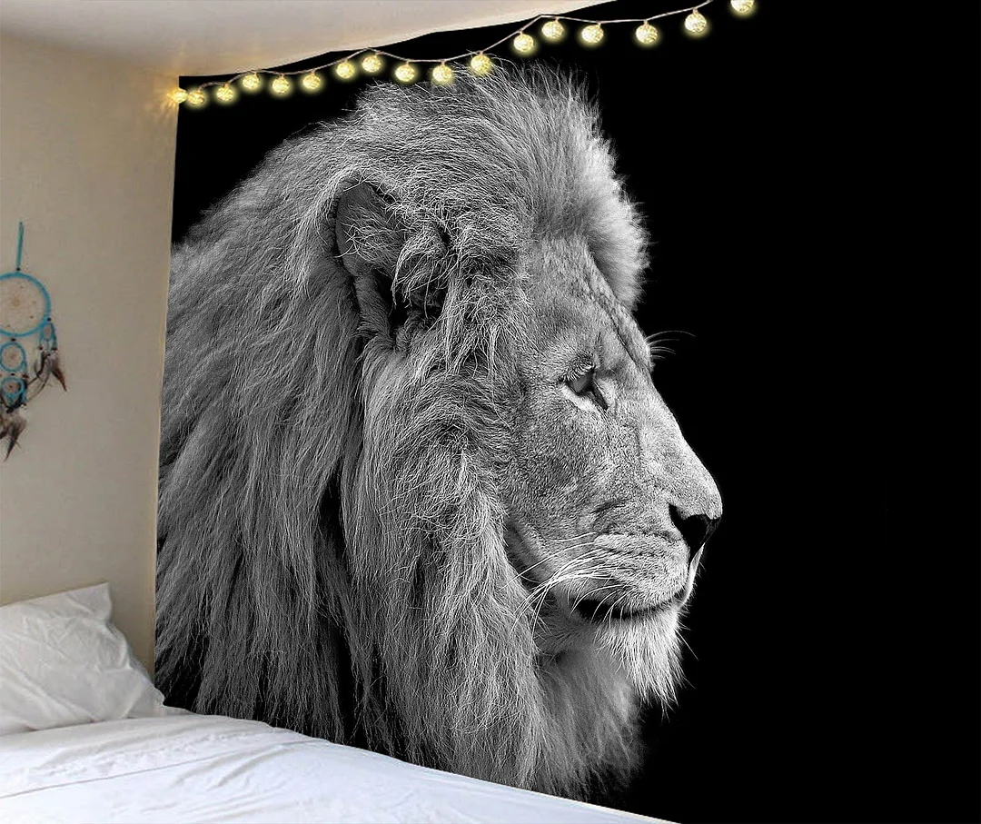 Wall Hanging Tapestry Livingroom Wall Cloth Lion King Wolf Background Cloth Tiger Wall Tapestry Aesthetic Animal Hanging Blanket