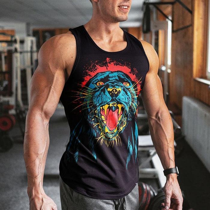 Tiger Print Black Fashion Vests