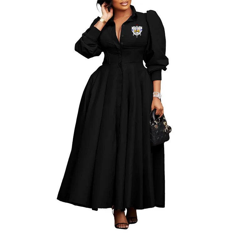 Long-sleeved flared shirt dress