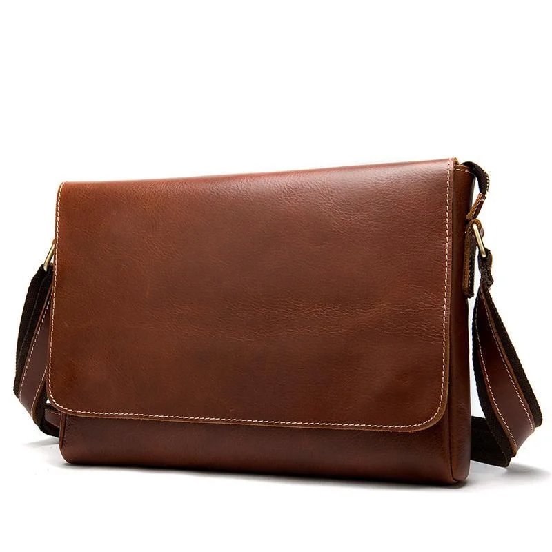 Classic Vintage Crossbody Bags Plain Leather Shoulder Bags