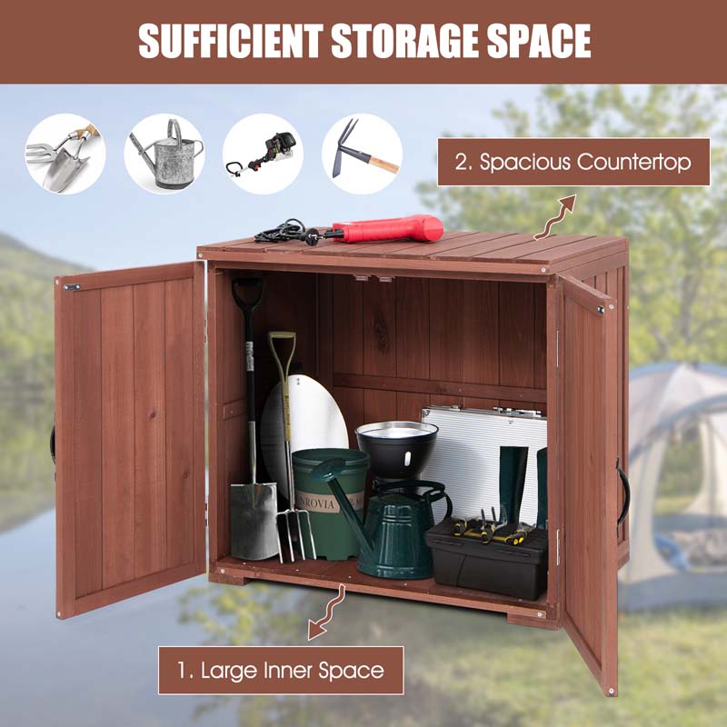 Eletriclife Outdoor Wooden Storage Cabinet with Double Doors