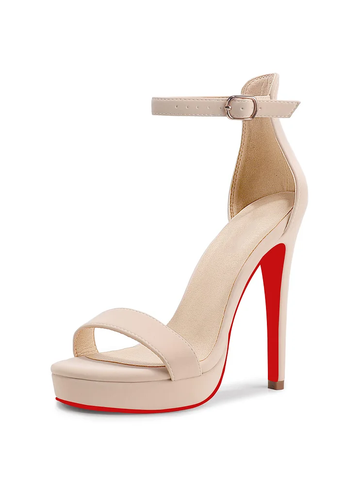 125mm Women's  Stiletto High Heel Sandals Platform Open Toe Ankle Strap Dress Shoes  Bride Ladies Wedding Party Red Bottom Pumps