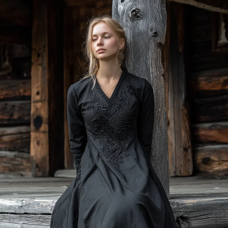 Womens Vintage Viking Celtic Raven Design Dress