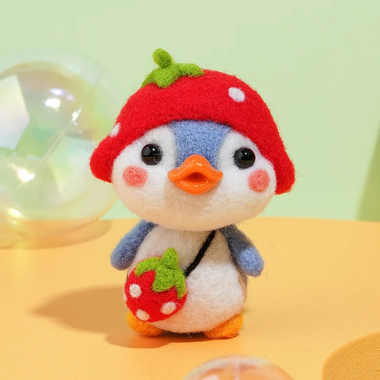 FeltingJoy - Beaky Penguin Needle Felting Kit - Strawberry