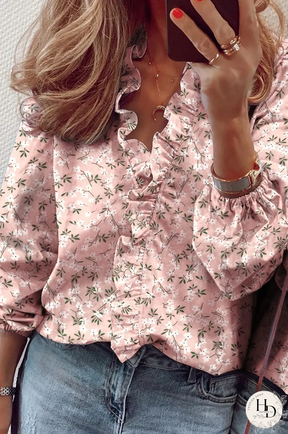 KarliDress Casual V-Neckline Short Sleeve Blouses P12466