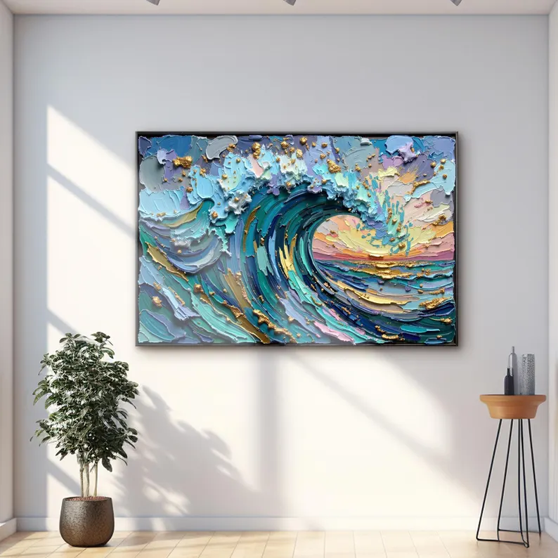 Ocean Waves Modern Canvas Wall Art
