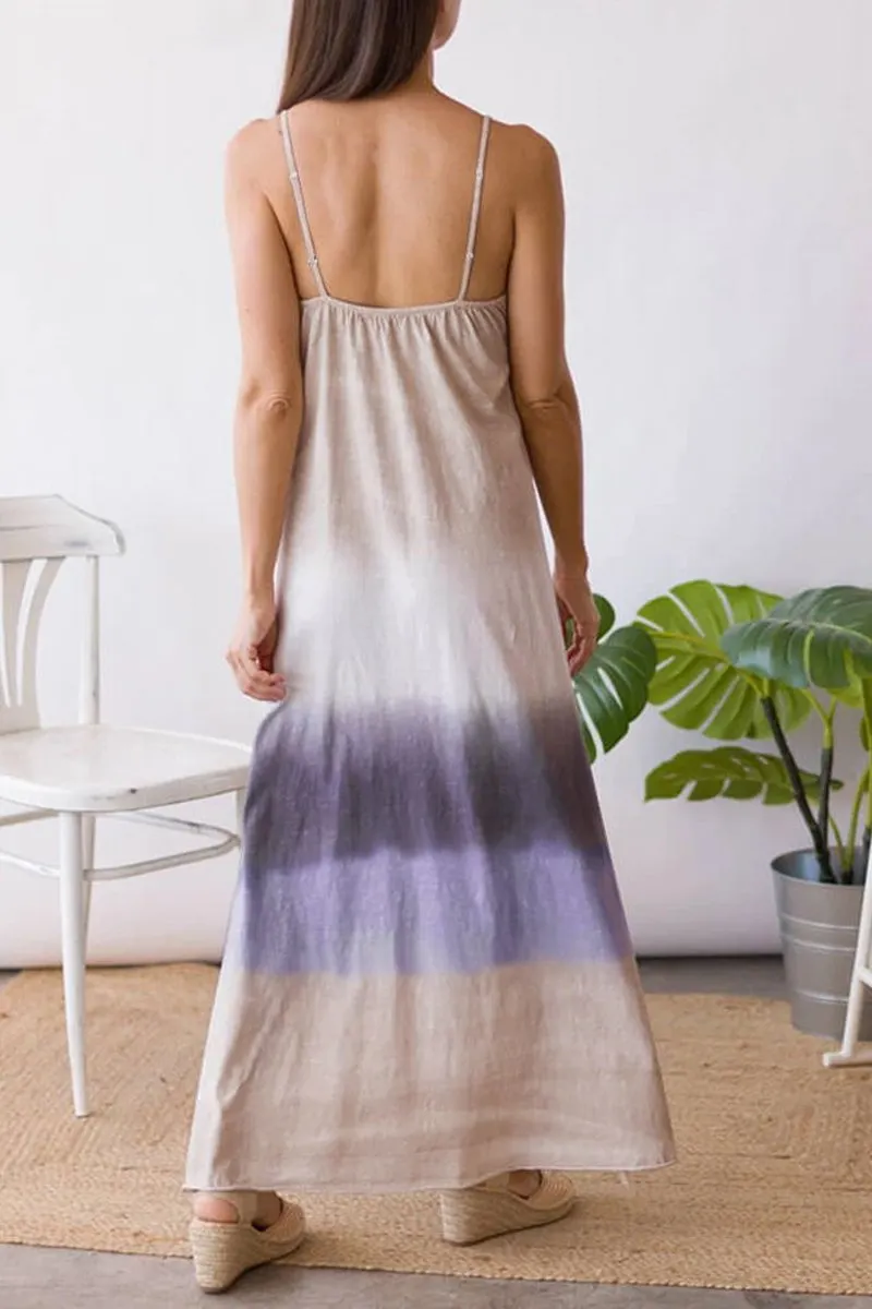 Gradient Color Slit Sleeveless Maxi Dress