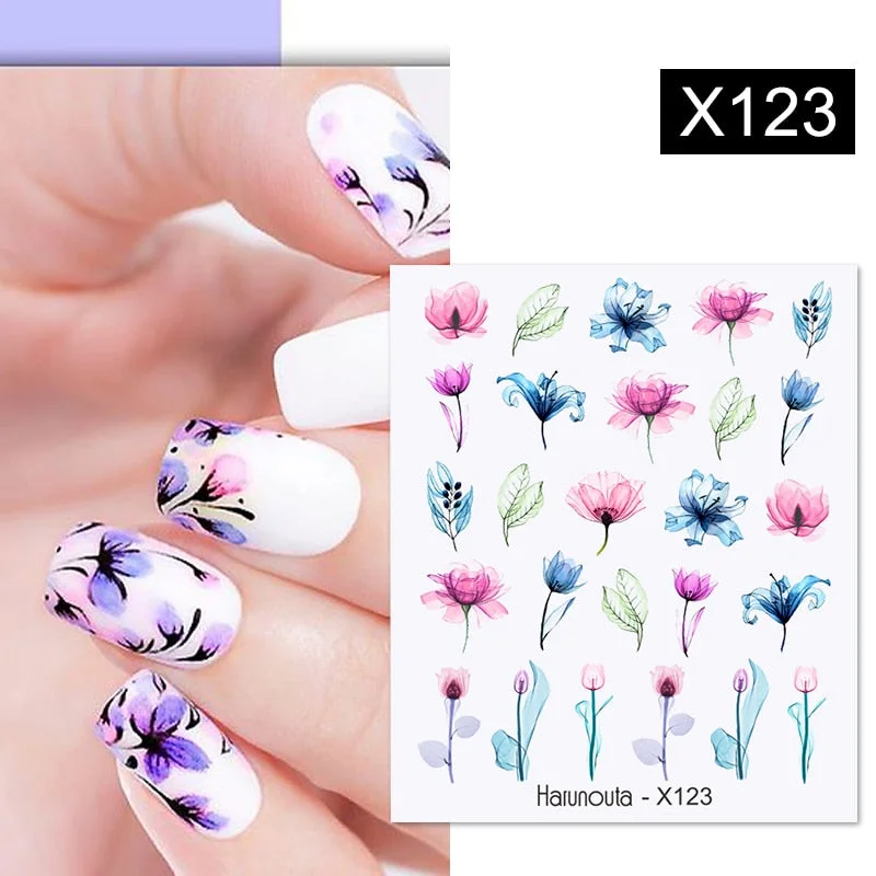 Harunouta Geometry Color Wave Love Heart Pattern Water Decals Stickers Butterfly Dragon Slider For Nails Art Decoration DIY-Nail Inspo