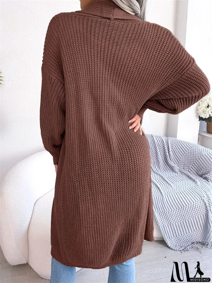 MidiSono - All Match Leisure Lapel Cardigan Loose Women's Sweater