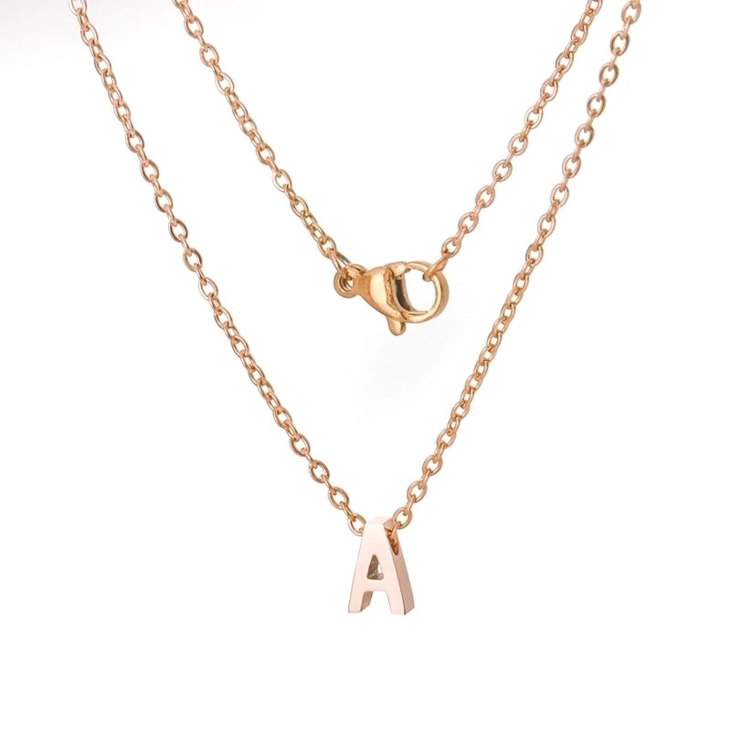 Stainless Steel Rose Gold Plated Minimalist Letter None Pendant Necklace