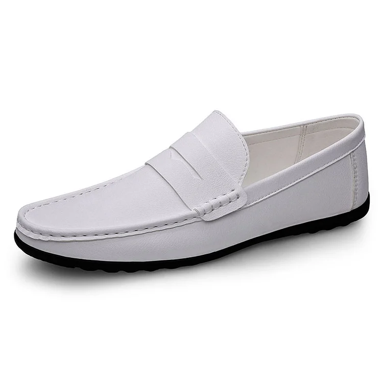 Faux Leather Sewing Round Toe Slip-On Casual Loafers Shoes