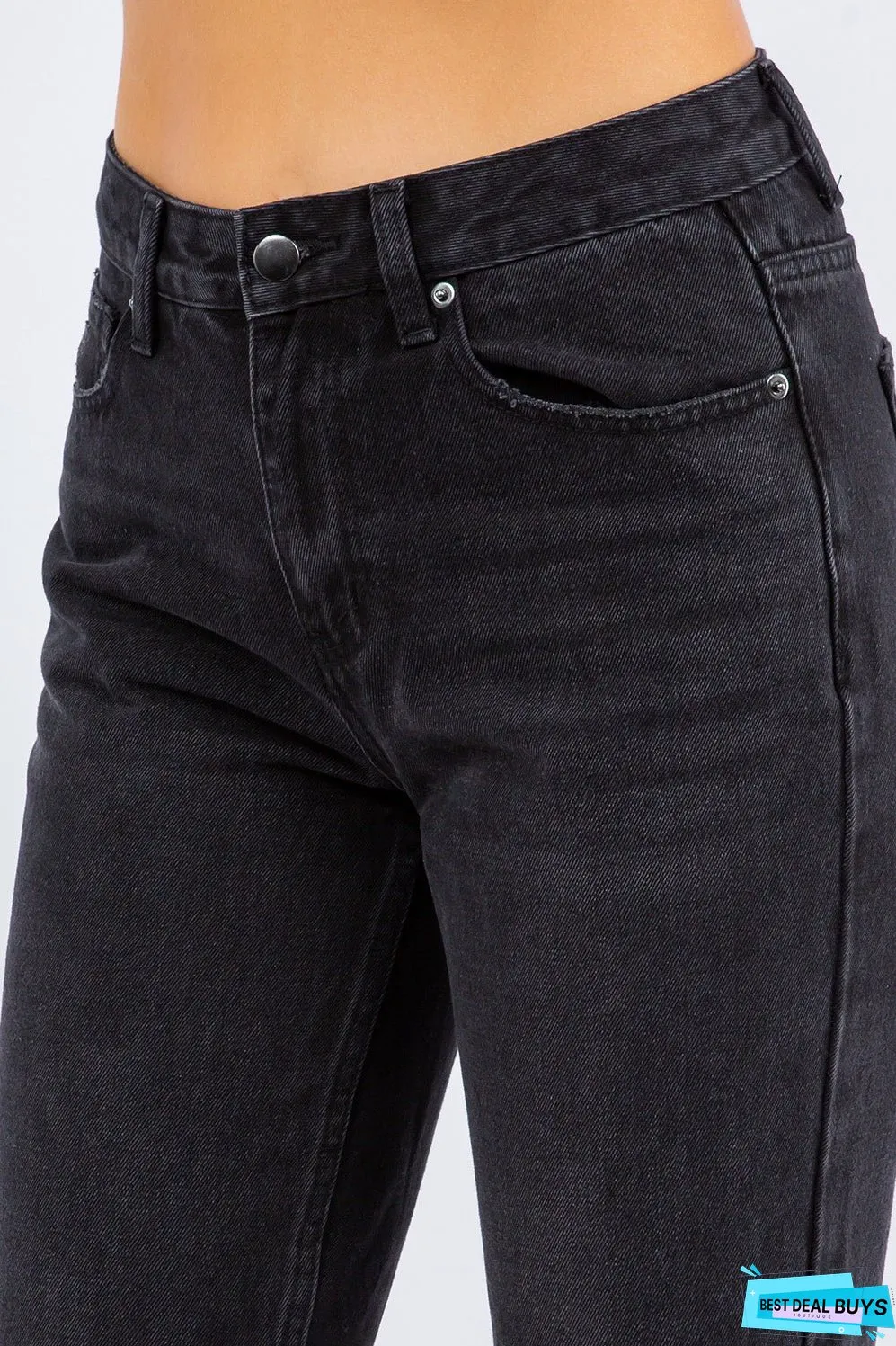 American Bazi High Waist Distressed Cropped Straight Jeans
