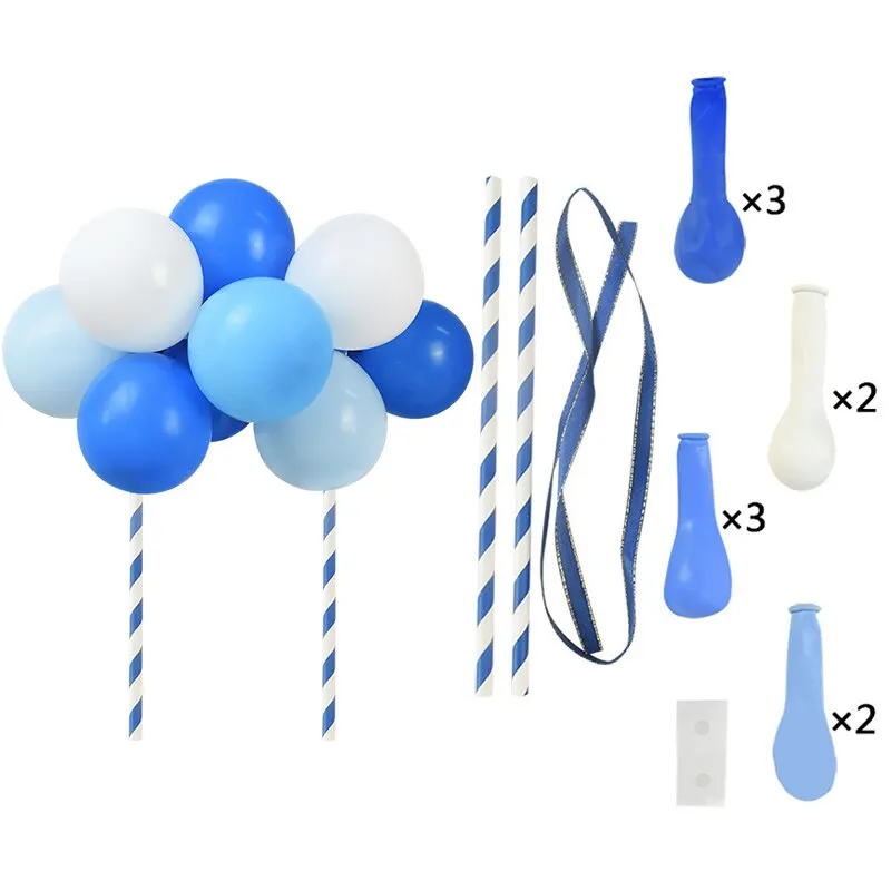 1 Set 5inch Confetti Balloon Cake Topper Decoration with Paper Straw Bow Baby Shower Favors Wedding Birthday Party Supplies