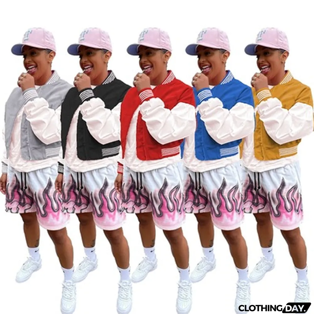 Fashion Hip-hop Style Stitching Threaded Zipper Baseball Uniform