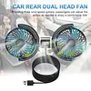 Dual Head Car Fan for Backseat 3 Speed Separate Control USB Air Circulation Fan 360 Degree Rotatable for Sedan SUV RV Truck Vehicle