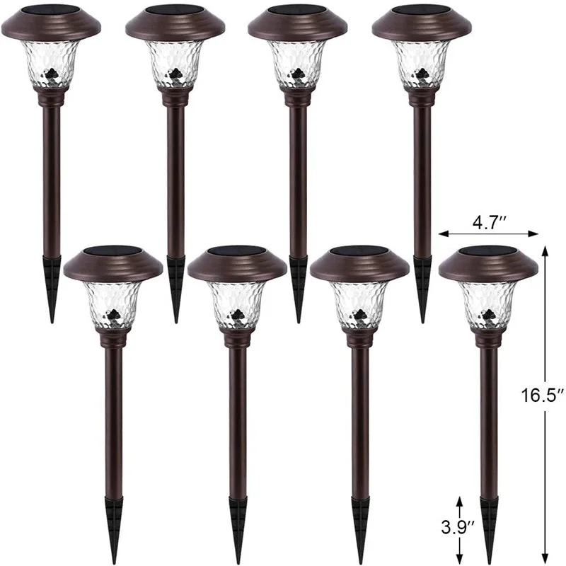 4 Packs Solar Glass Stainless Steel Waterproof Stake Lights For Outdoor Pathway Garden