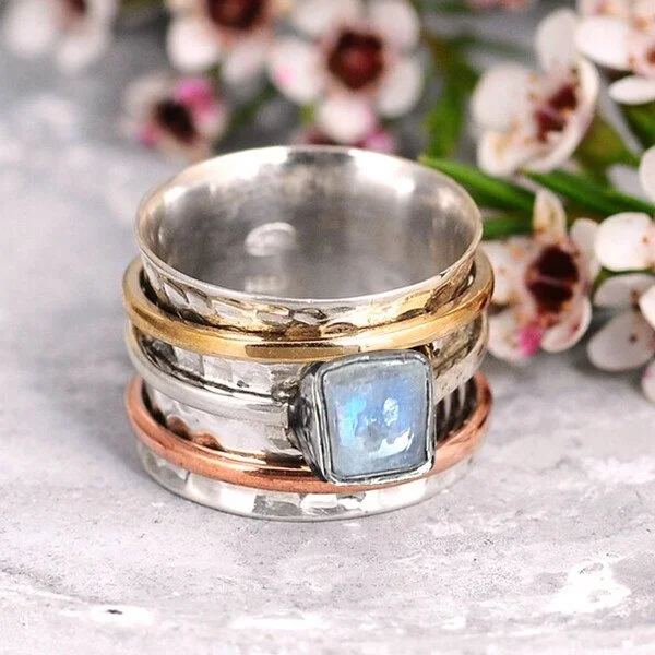🔥 Last Day Promotion 49% OFF🎁Chunky Moonstone Meditation Silver Ring