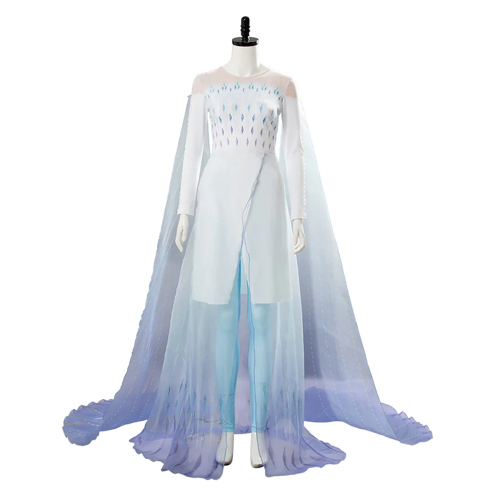 Movie Elsa Frozen 2 Ahtohallan Cave Snow Flake Dress Cosplay Costume Halloween Carnival Suit