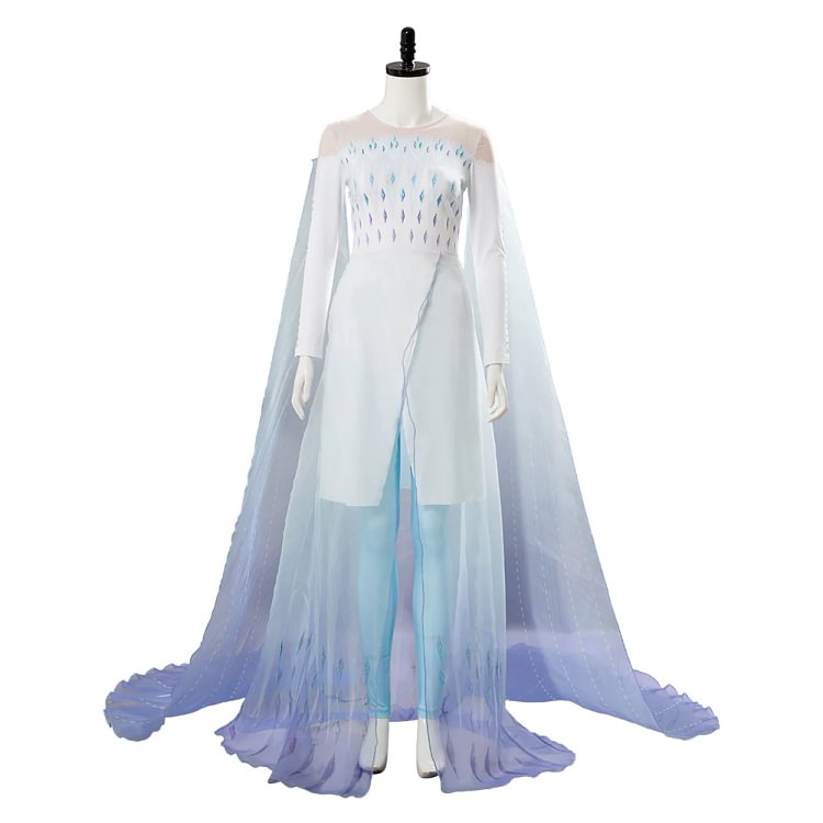 Elsa Frozen 2 Ahtohallan Cave Snow Flake Dress Cosplay Costume Halloween Carnival Suit
