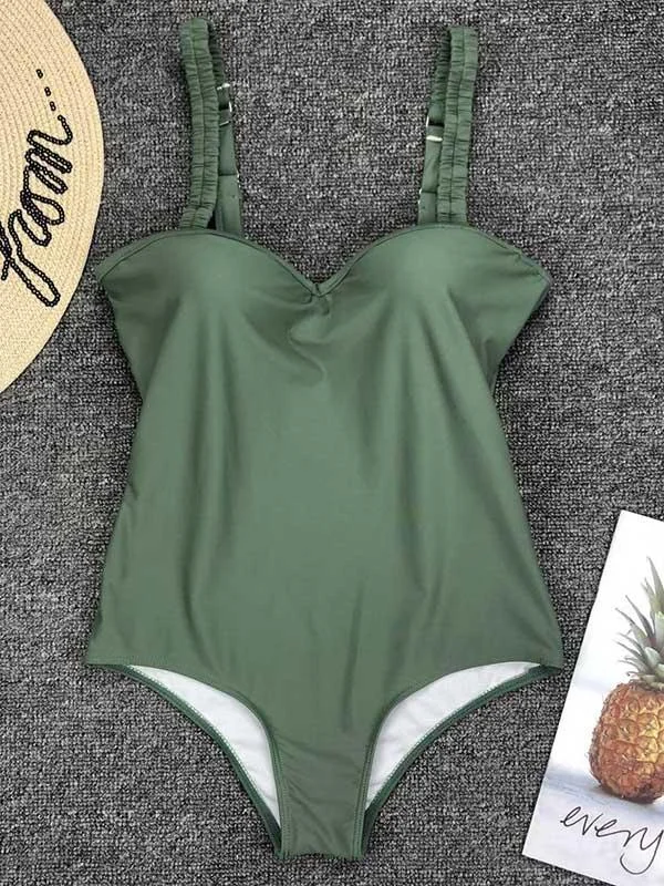 Solid Fresh Simple One-Piece Swimwear