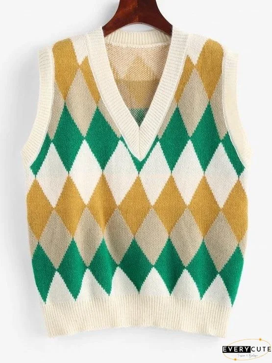 Argyle Knitted Preppy Sweater Vest