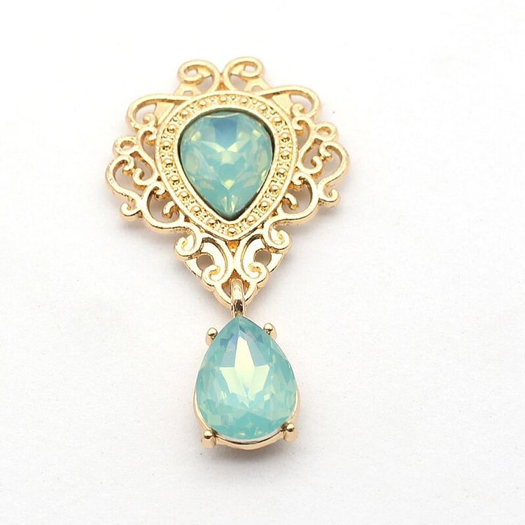 New Fashion 10 Pieces/Batch 26*47MM Mixed Color Water Drop Alloy Gold Flat Drop Drop Pendant