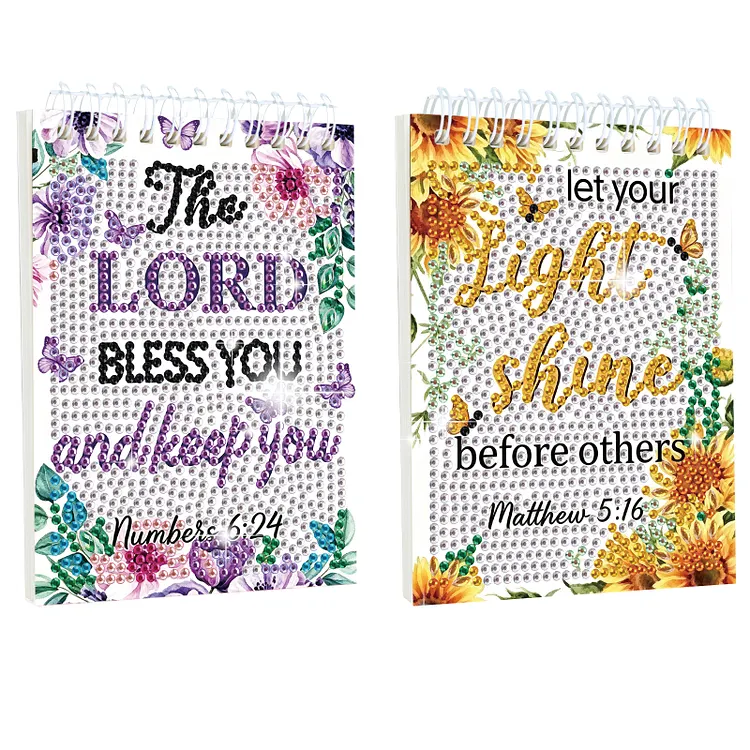 【Notebook】2Pcs The Lord Bless You Diamond Painting Notebook 80 Pages No Lines for DIY Crafts Gift gbfke