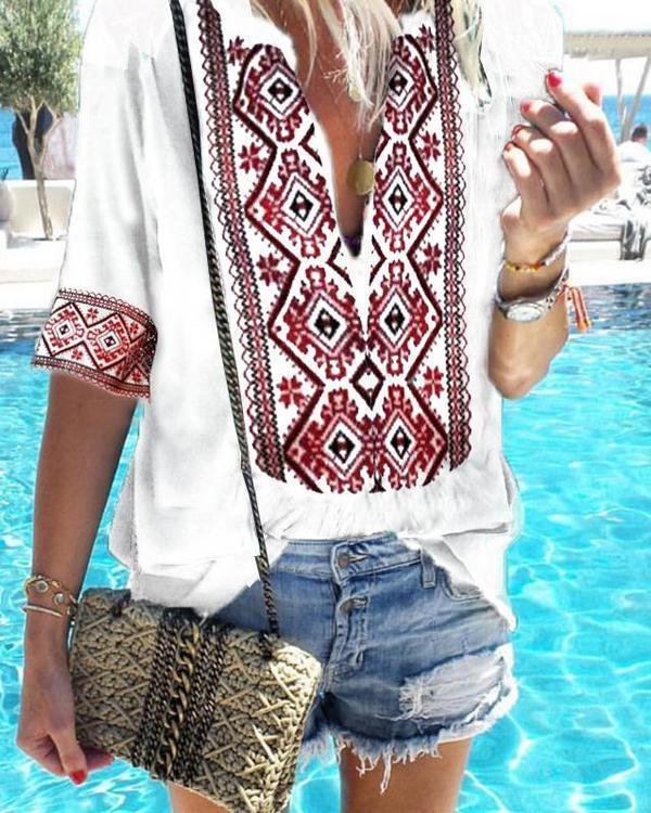 Sexy Deep V Neck Short Sleeve Solid Color Printed T-Shirts Tops