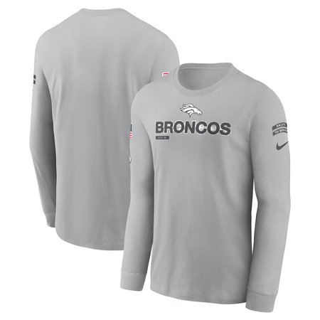 Men's Denver Broncos  Gray 2024 Salute To Service Long Sleeve T-Shirt
