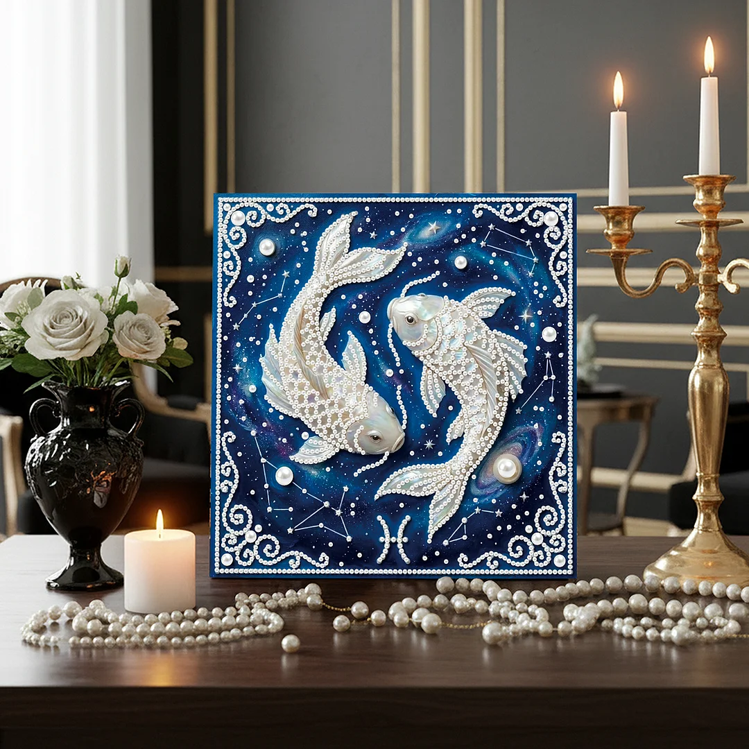 Pisces - DIY Pearl Diamond Art Kit With Frame 25*25cm