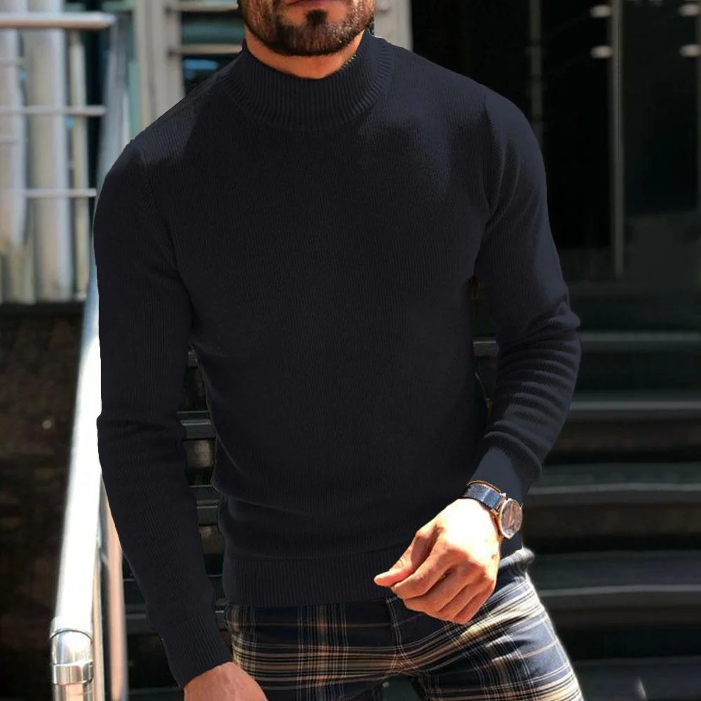 Turtle Neck Ribbed Knitted Sweater