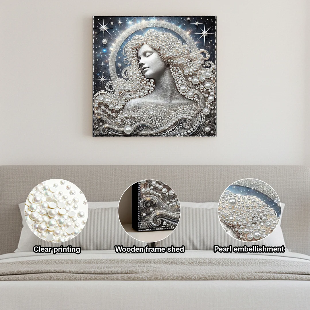 Celestial Pearl Goddess DIY Pearl Art Diamond Painting 30x30cm for Home Decor