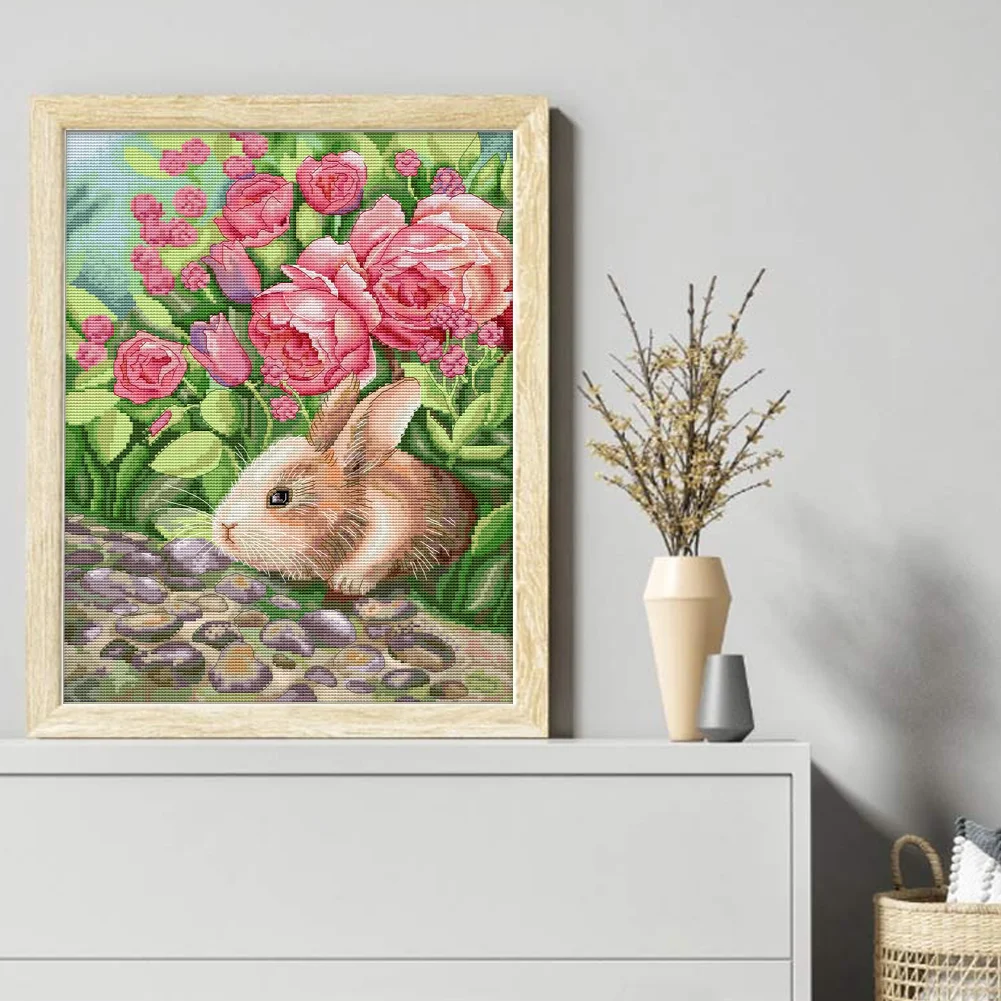 DIY Stamped Cross Stitch 11CT Full Embroidery 42*52cm - Smelling Rabbit
