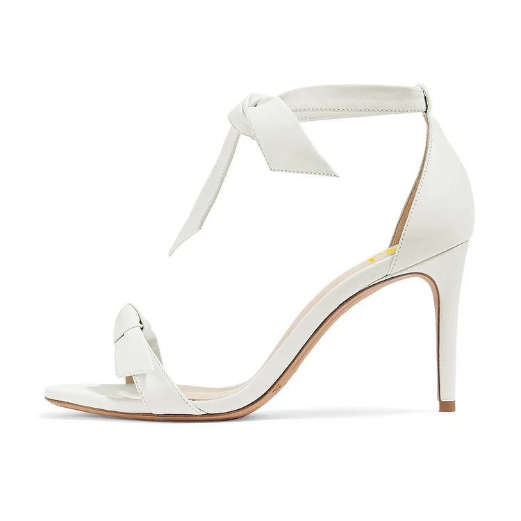 White Open Toe Stiletto Heel Sandals for Wedding Vdcoo