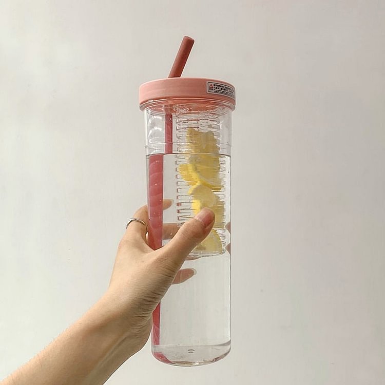 Water Bottle For Juice Tea With Foldable Straw - Gotamochi Kawaii Shop, Kawaii Clothes