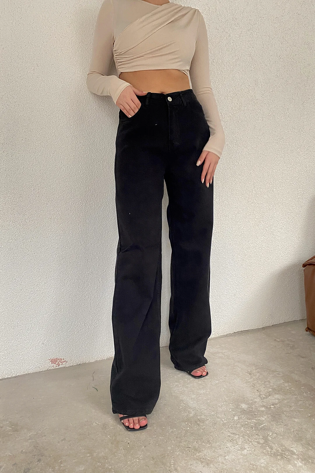 Women's Multi-colored Wide-leg Jeans Street Hipster Solid Color Loose Denim Jeans