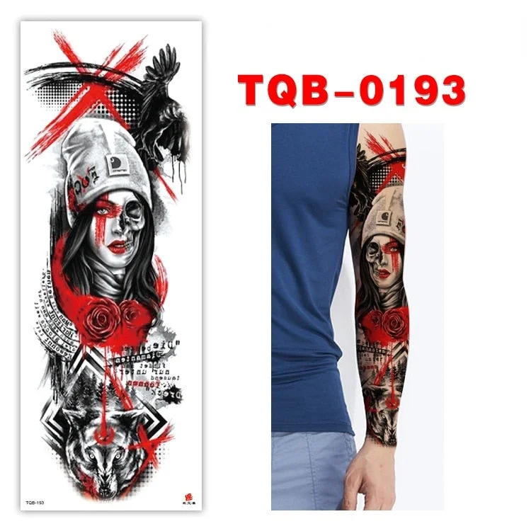 Full Arm Series Temporary Tattoo Full Arm Tattoo Sticker Lasting Waterproof Sweat Flower Arm Full Arm Tattoo Big Picture Sticker