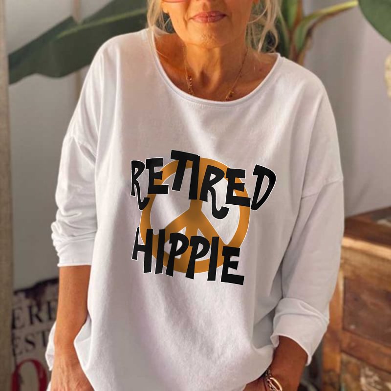 Retired Hippie Letter Printed Loose Tees