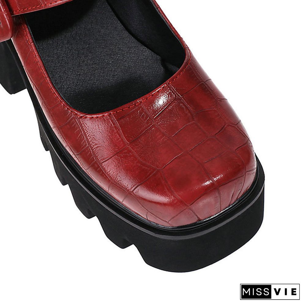 Vintage Mary Jane Shoes Platform Strap Buckle