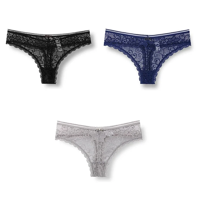 3pcs Woman Panties Sexy Lace Underwear For Women Lingerie Lady Lace T-back Female Thongs Wholesale Sexy Underpants For Women