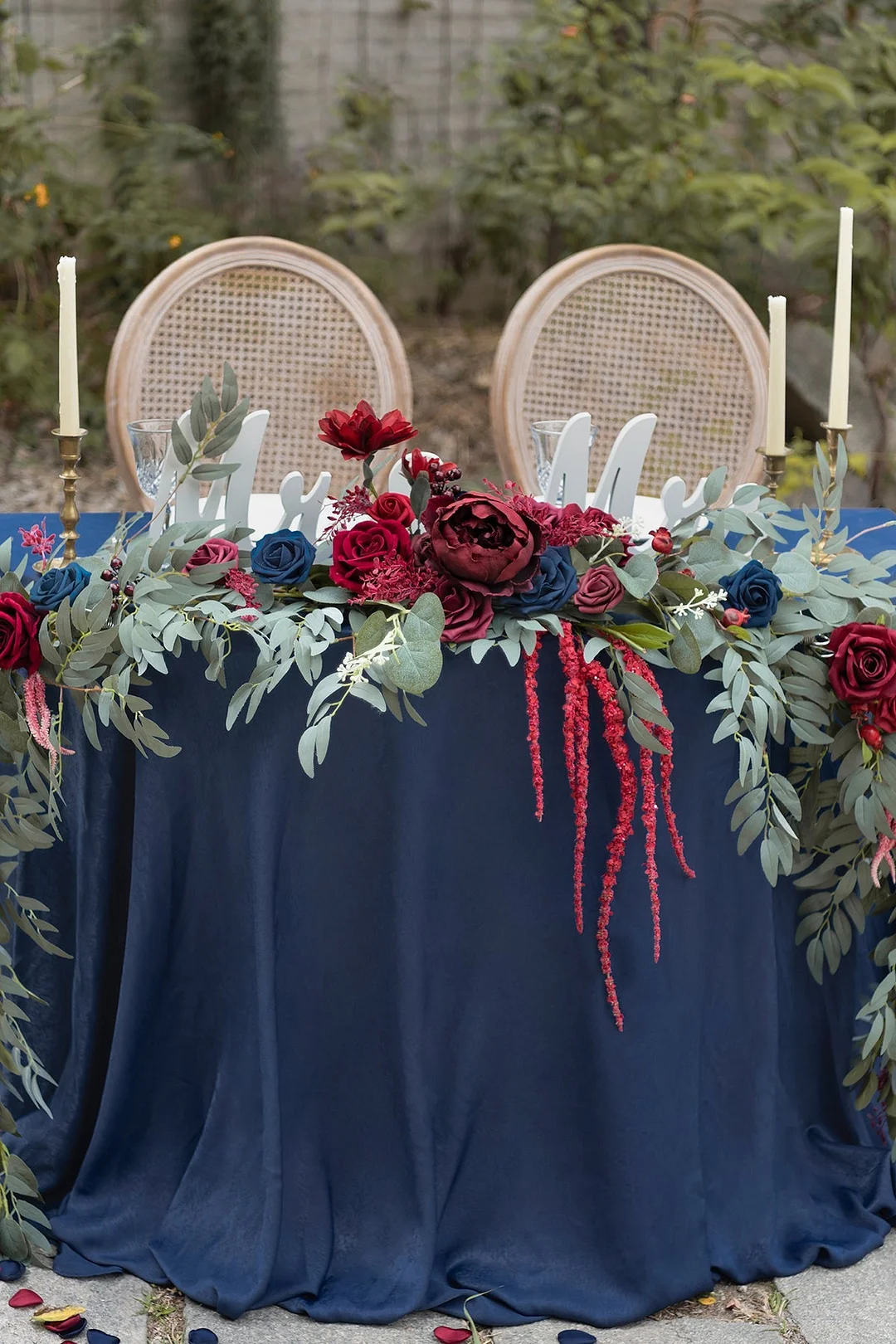 Head Table Flower Garland in Burgundy & Navy
