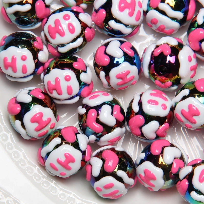 5 Pieces Summer New Heavy Oil Hand-Painted Beads Diy Beaded Diy Mobile Phone Chain Car Hanging Bag Hanging Chain Head Rope Beads