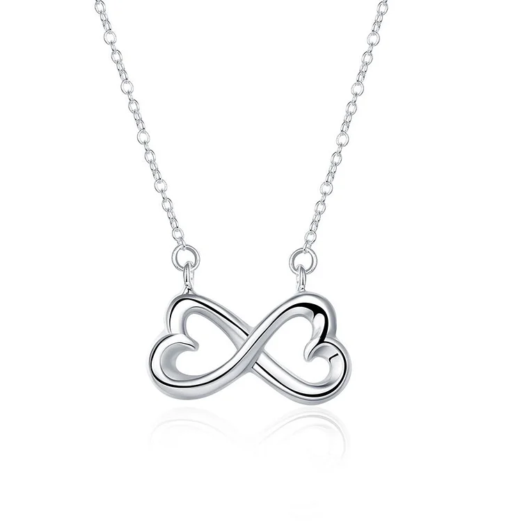 S925 Always Keep Me in Your Heart for You are Always in Mine Double Heart Infinity Necklace
