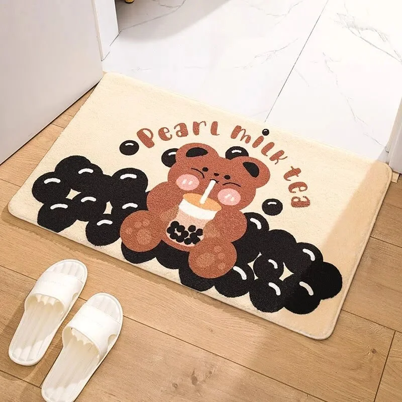 Sdrawing Pattern Bath Mat Soft Absorbent Non-Slip Shower Room Doormat Girls Room Cute Decoration Floor Rugs Modern Home Decor