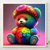 (40*40cm)DIY Round Partial AB Drill Diamond Painting - Colourful Bear