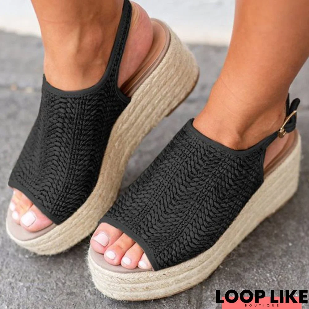 Buckle Platform Peep Toe Sweet Khaki Daily Summer Sandal