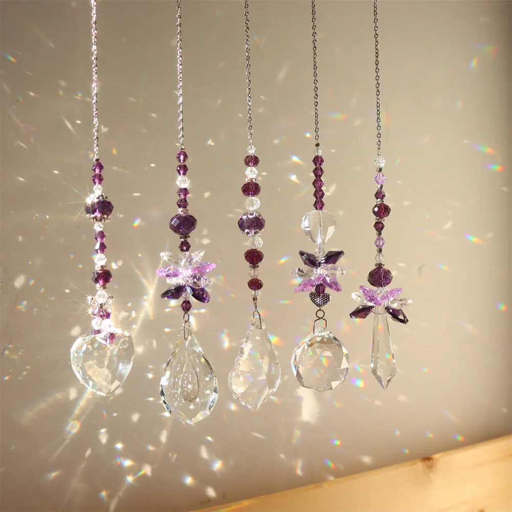 1/5pcs Crystal Wind Chime Garden Hanging Pendant Ornaments for Indoor Outdoor